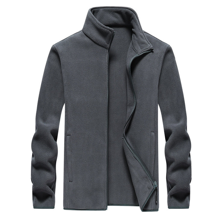 Men's fleece jacket with stand-up collar, full-length zipper & side pockets Mune Fashion
