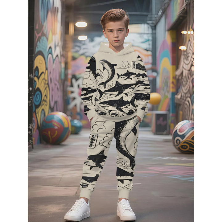 Unisex nan children's jogging suit with hoodie and detailed car print Mune Fashion