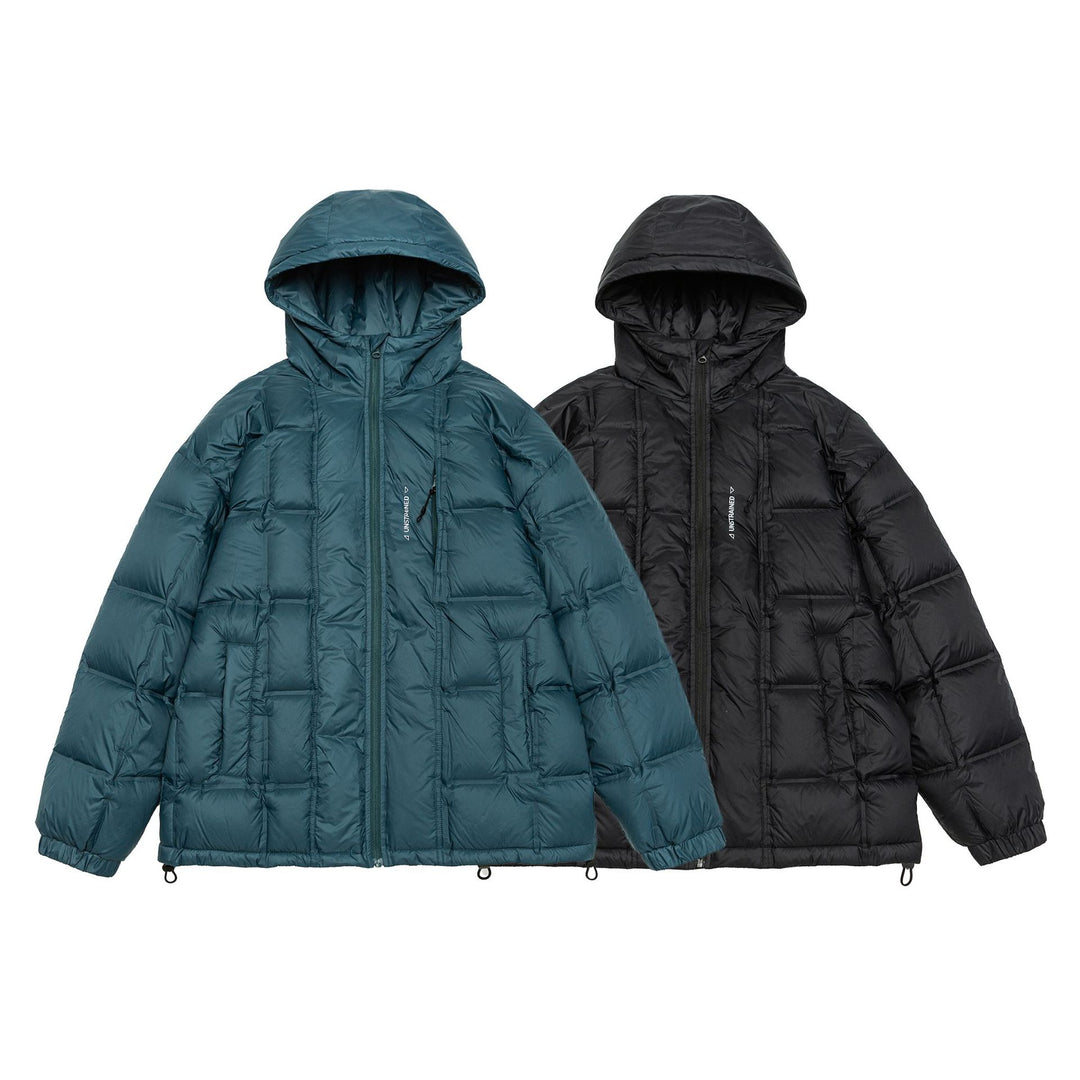 Unisex Oversized Padded Jacket with Hood, Down Look and Drawstring Mune Fashion