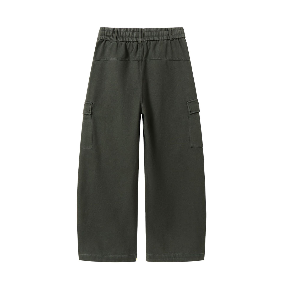 Men's Wide Cargo Pants with Drawstring Waist and Multiple Flap Pockets Mune Fashion