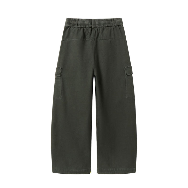 Men's Wide Cargo Pants with Drawstring Waist and Multiple Flap Pockets Mune Fashion
