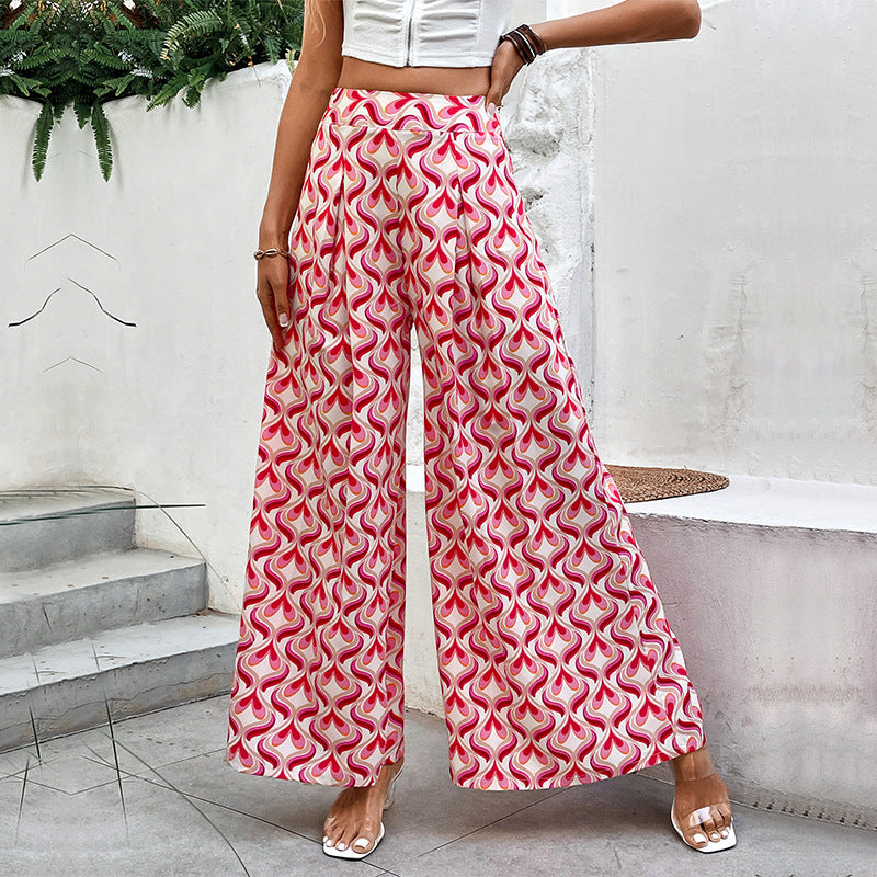 Women's Wide Trousers with Colorful Pattern Mune Fashion