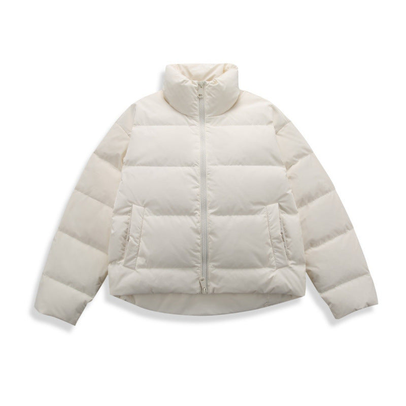 Women's short quilted padded jacket with high stand-up collar and concealed two-way zipper Mune Fashion