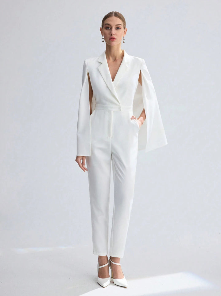 Women Elegant Jumpsuit with Cape Detail Mune Fashion
