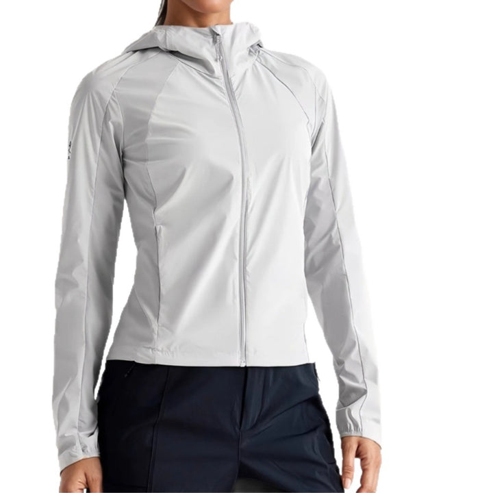 Women's Lightweight Hooded Wind Jacket with Zipper and Adjustable Hem Mune Fashion