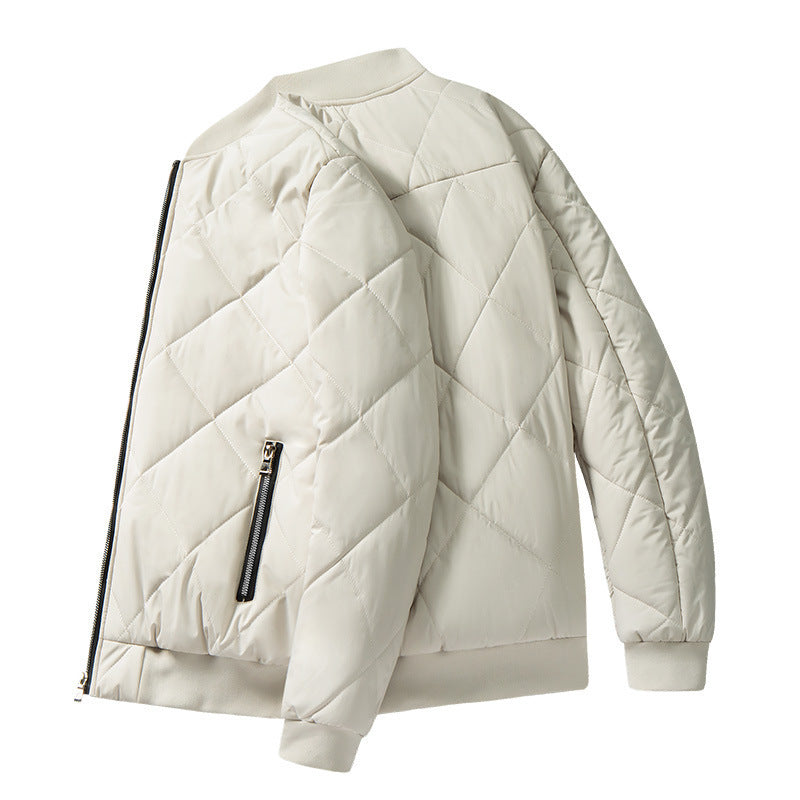 Women's quilted bomber jacket with diagonal quilting, padded insulation and zippered pockets Mune Fashion