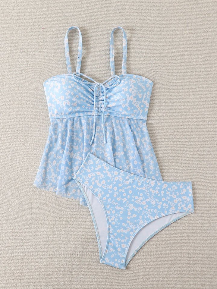 Women slightly tailored tankini with floral pattern Mune Fashion