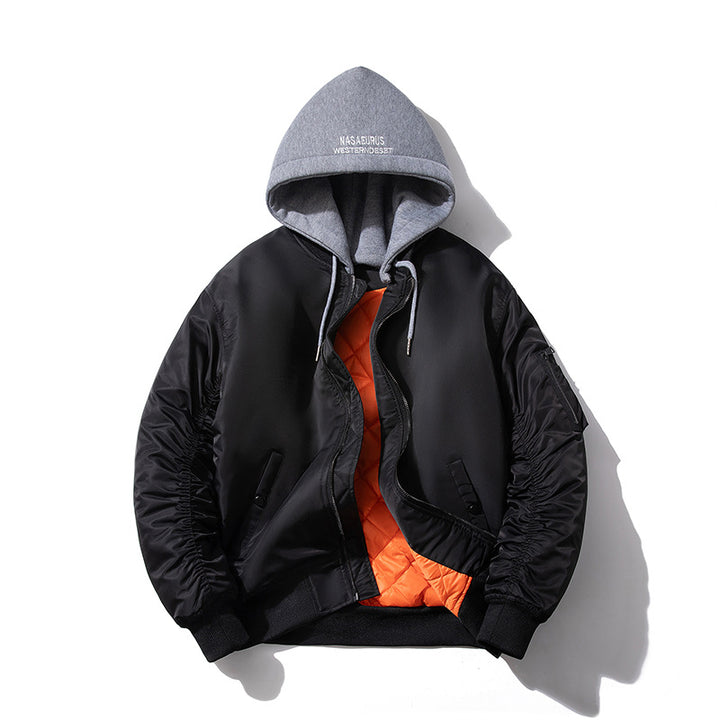 Men's Quilted Bomber Jacket with Stand-Up Collar, Padded Cut and Arm Pocket Mune Fashion