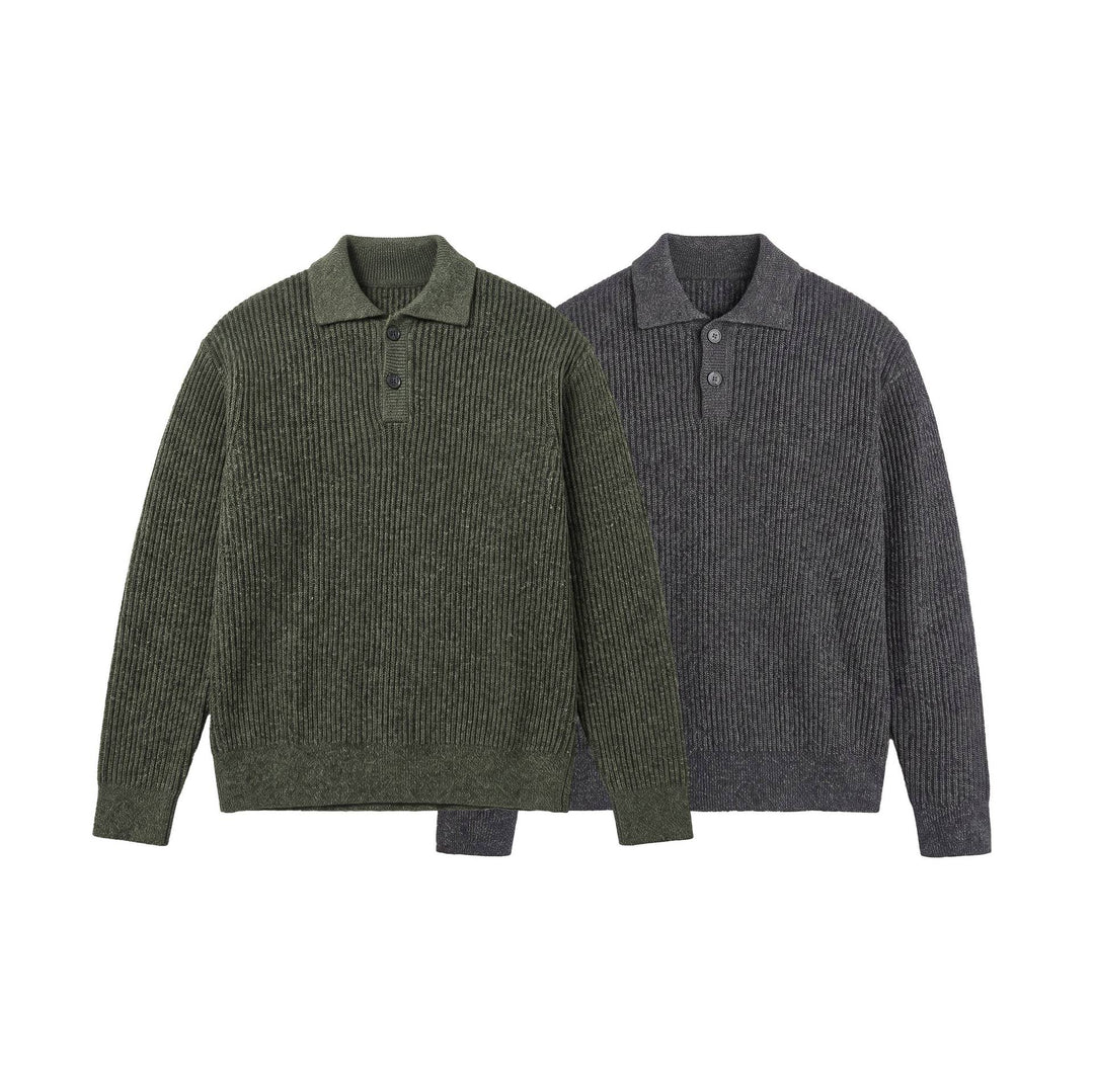 Men's knit sweater with polo collar and distinctive ribbed structure Mune Fashion