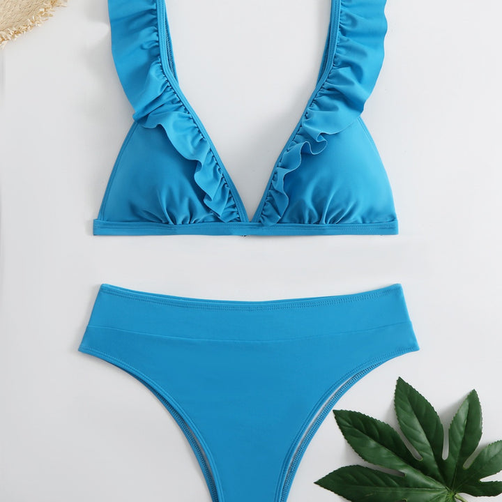 Women's Refined Triangle Bikini Set with Ruffle Details Mune Fashion