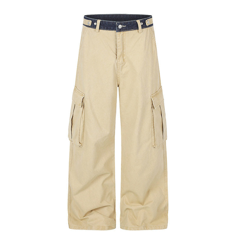 Women's Wide Cargo Palazzo Pants with Large Flap Pockets and High Waist Mune Fashion