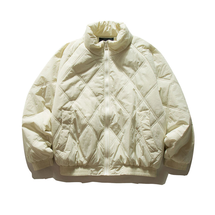 Unisex Boxy Padded Blouson with Diamond Quilting and High Funnel Collar Mune Fashion