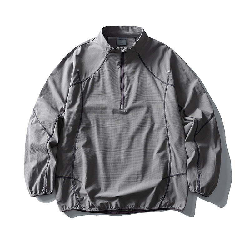 Unisex Lightweight Technical Half-Zip Wind Pullover with Ripstop, Raglan Sleeves and Elastic Hem Mune Fashion