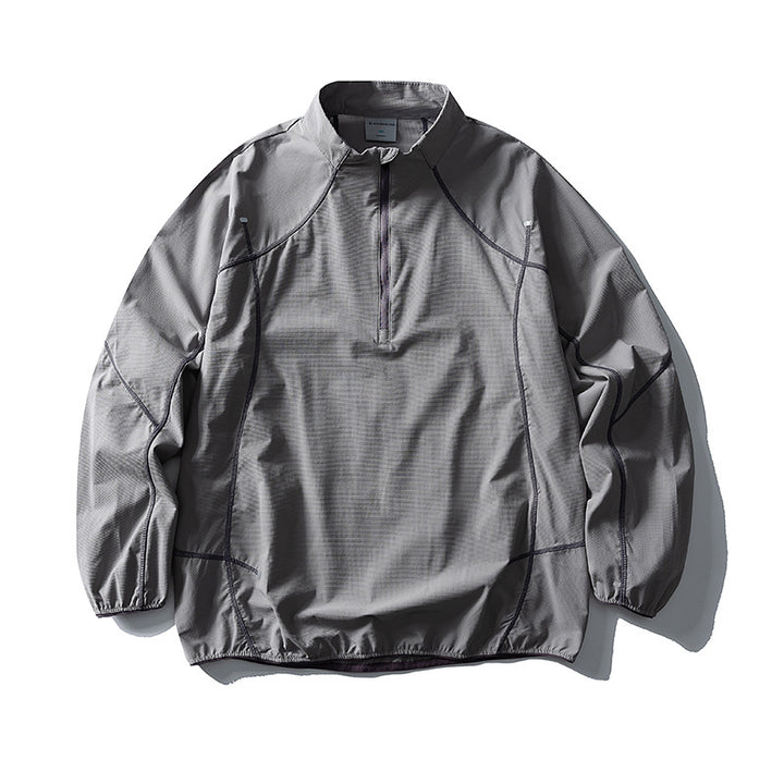 Unisex Lightweight Technical Half-Zip Wind Pullover with Ripstop, Raglan Sleeves and Elastic Hem Mune Fashion