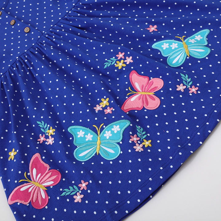 Girls casual dress with floral and butterfly appliqués Mune Fashion
