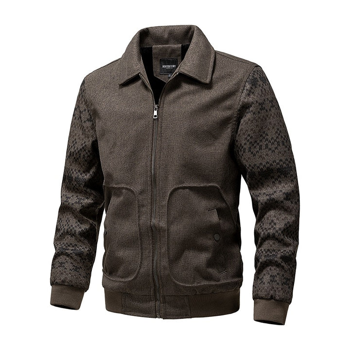 Men's knit bomber jacket with zipper, ribbed hem & Norwegian sleeves Mune Fashion