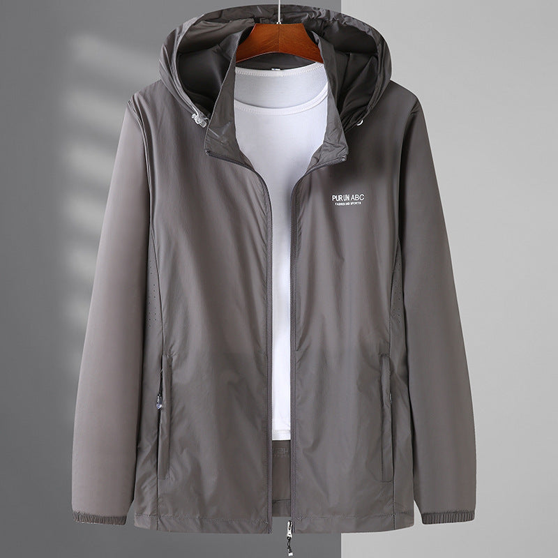 Men's Lightweight Water-Resistant Hooded Outdoor Jacket with Full Zip and Breathable Lining Mune Fashion