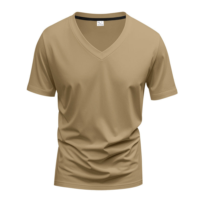 Men's classic V-neck T-shirt made of fine cotton jersey with reinforced neckband and double stitching Mune Fashion