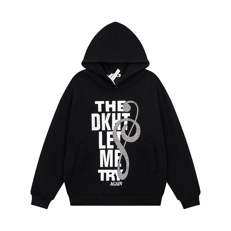 Women's hoodie with rhinestone front print, relaxed fit and side pockets Mune Fashion