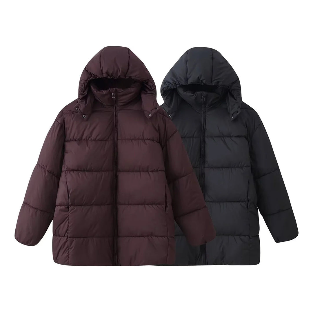 Women's oversized quilted jacket with hood and warming thermal lining Mune Fashion