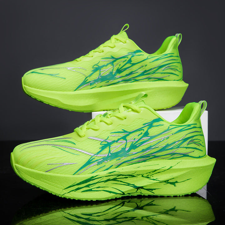 Unisex lightweight running sneakers with graphic splash print, breathable knit upper, and cushioned platform sole Mune Fashion