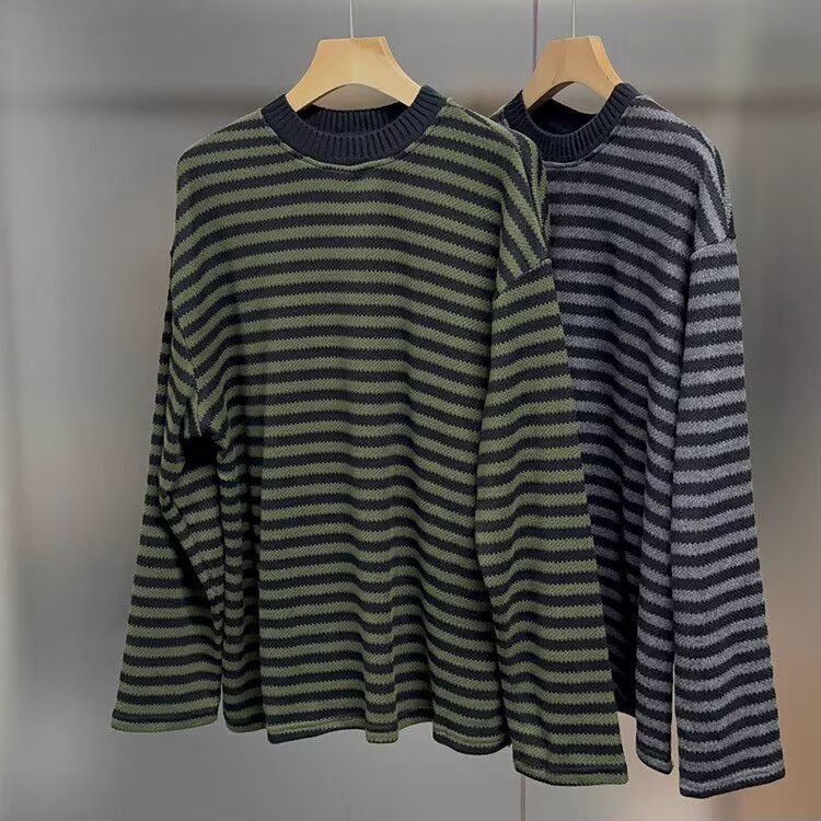 Men's Casual Knit Sweater with Stylish Striped Pattern Mune Fashion