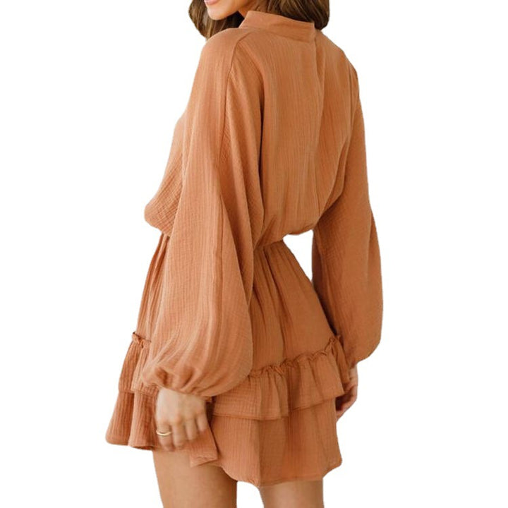 Women's Musselin Mini Tunic with elastic waist, button placket, and layered ruffle skirt Mune Fashion