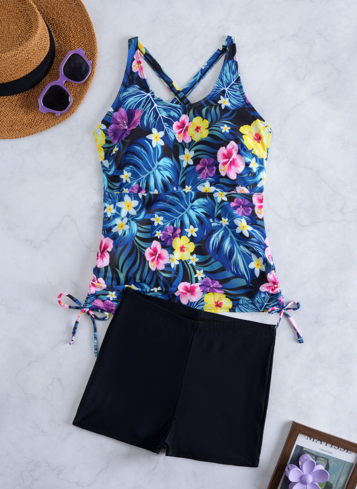 Ladies Tankini Set with fashionable floral design and comfortable shorts Mune Fashion