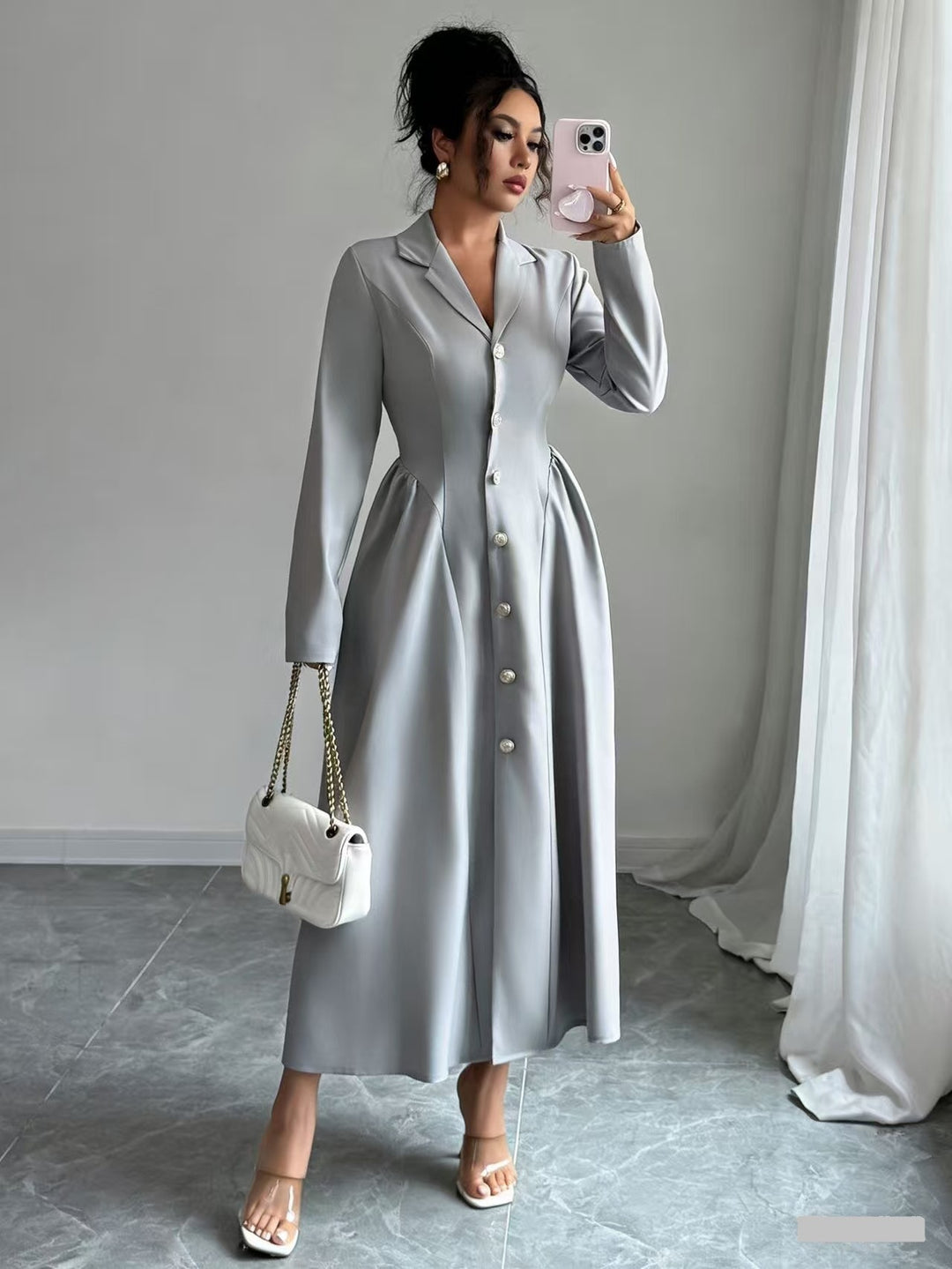 Women's Elegant Midi Dress in Blazer Style with Tailored Fit Mune Fashion