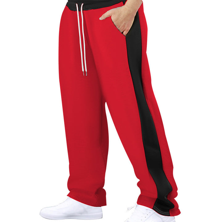 Men's stylish jogging pants with contrast side panel straight leg drawstring waistband and pockets Mune Fashion