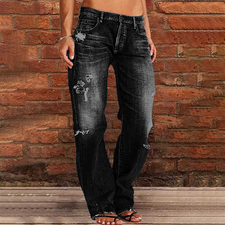 Women wide ripped jeans with high waist Relaxed Fit and frayed hem Mune Fashion
