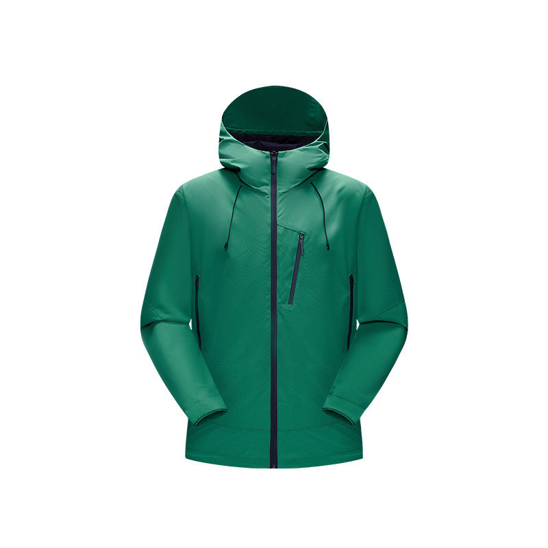 Men's Water-Repellent Softshell Jacket with Adjustable Hood and Slanted Chest Pocket Drune