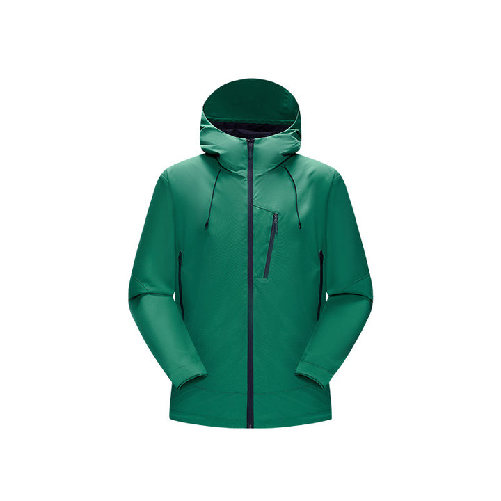 Men's Water-Repellent Softshell Jacket with Adjustable Hood and Slanted Chest Pocket Drune