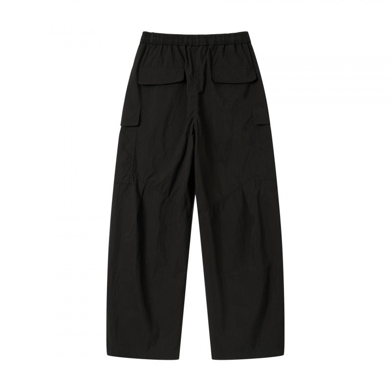 Unisex Wide Cargo Pants with Elastic Waistband, Drawstring and Patch Flap Pockets Mune Fashion