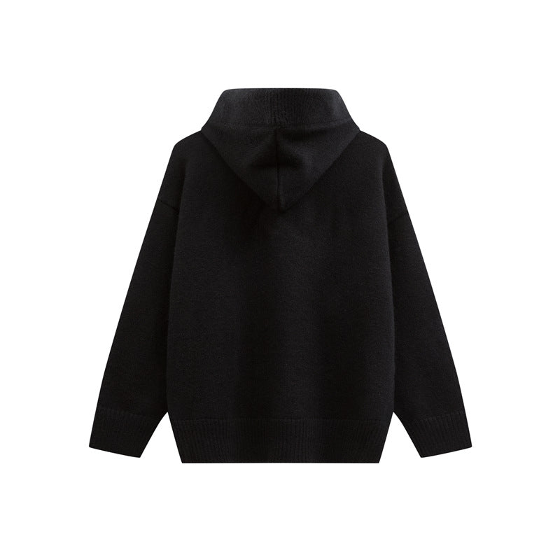 Women Oversize Hoodie Sweater with Half Button Placket and Ribbed Cuffs Mune Fashion