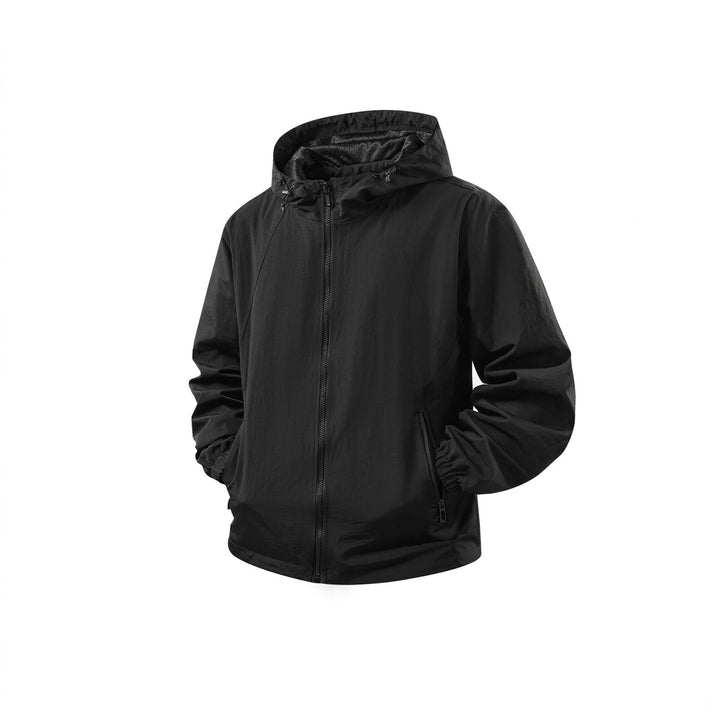 Men's Lightweight Breathable Hooded Windbreaker with Mesh Lining and Zipper Pockets Mune Fashion