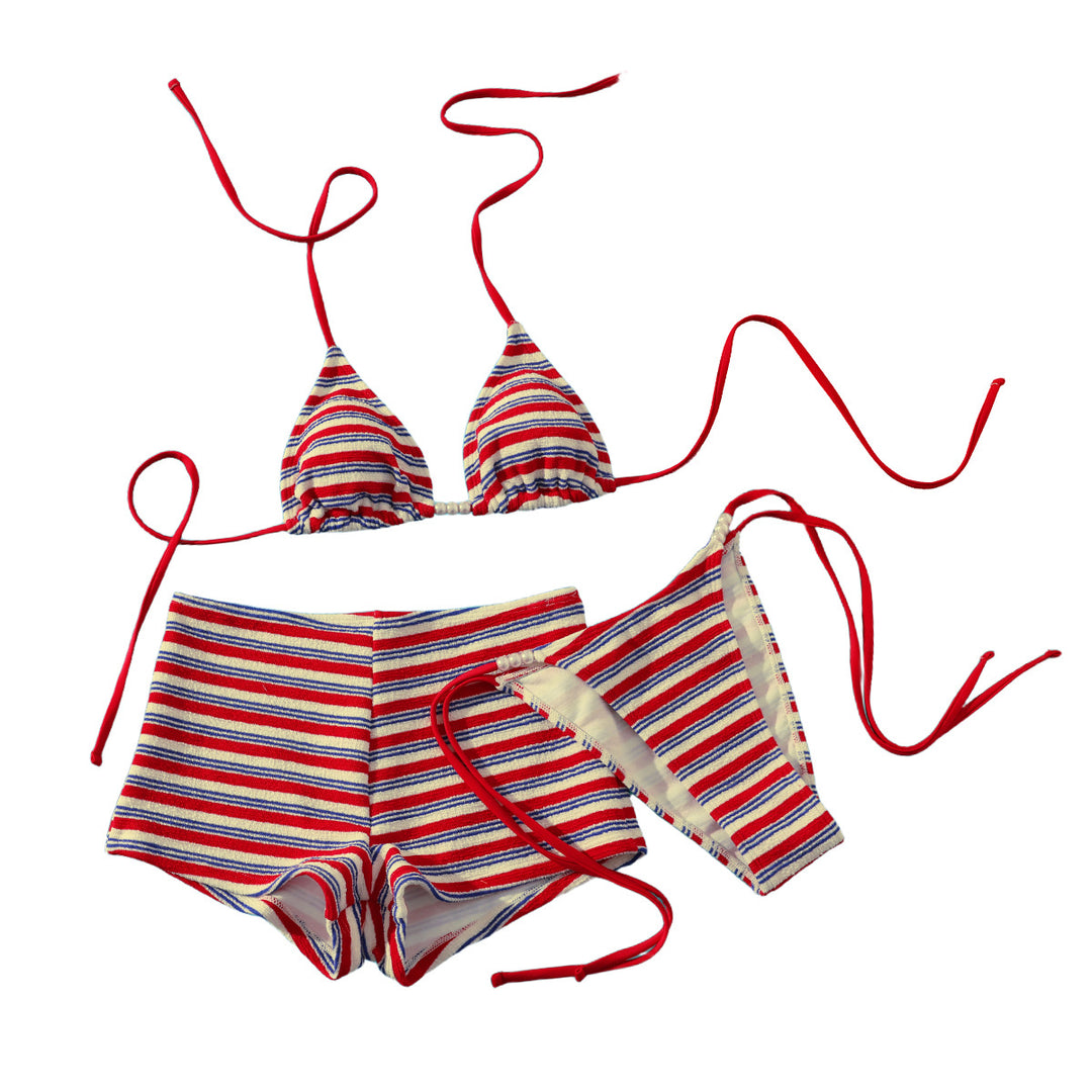 Ladies Beach Bikini Set with charming striped pattern Mune Fashion