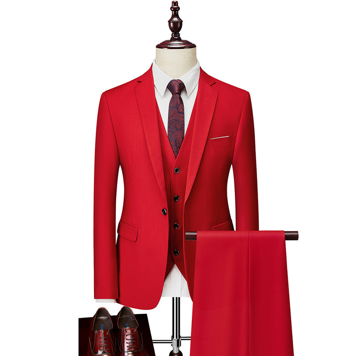 Men's Three-Piece Slim-Fit Business Suit with Vest and Slim Silhouette Mune Fashion