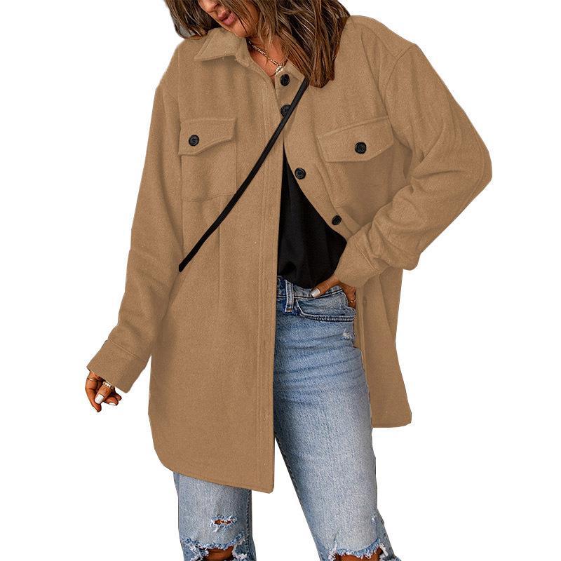 Ladies Oversize Shirt Jacket with Breast Flaps and Long Cut Mune Fashion