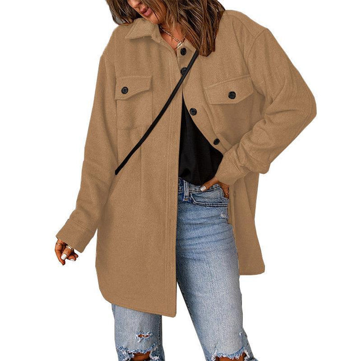 Ladies Oversize Shirt Jacket with Breast Flaps and Long Cut Mune Fashion