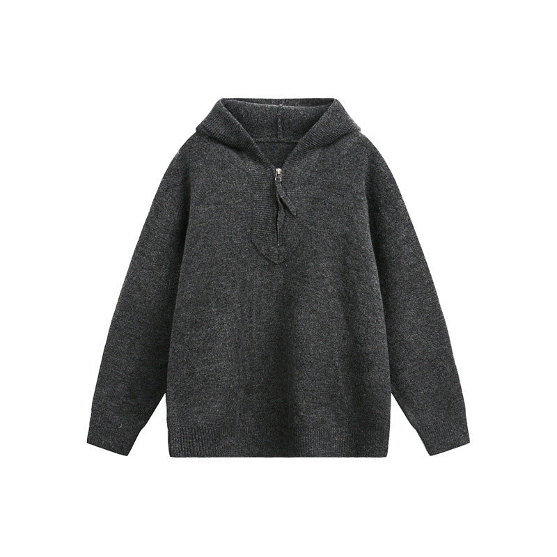 Unisex Chunky Knit Hoodie with Half Zipper and Boxy Cut Mune Fashion