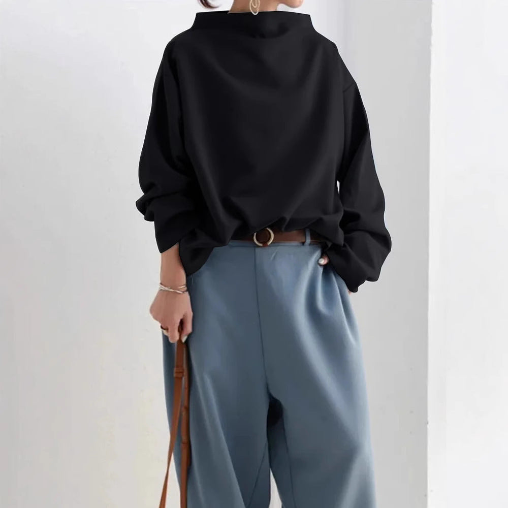 Women's Oversized Sweater with Special Collar and Casual Cut Mune