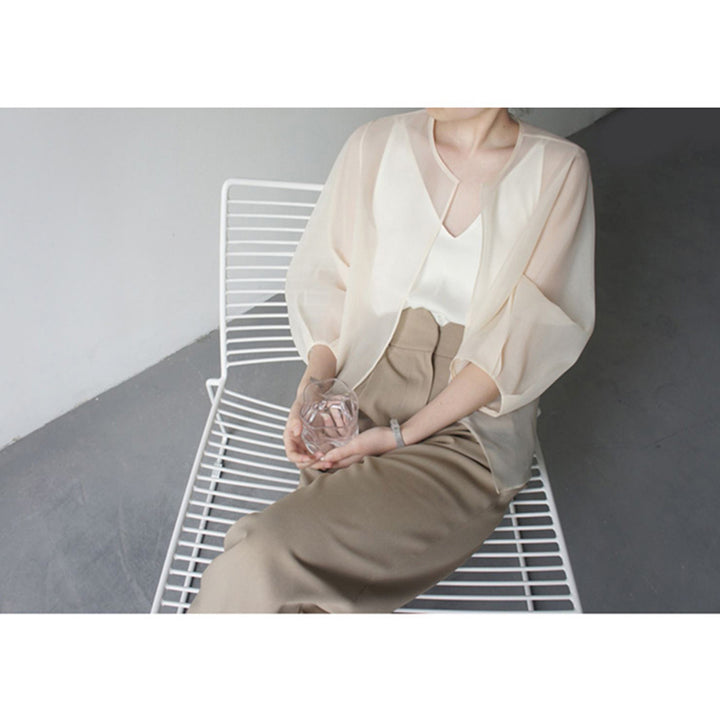 Women's Elegant Chiffon Jacket with Flared Sleeves Mune Fashion
