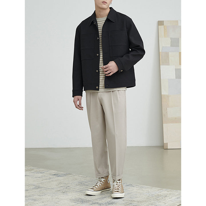 Men's Boxy Shirt Jacket with Large Patch Chest Pockets Mune Fashion