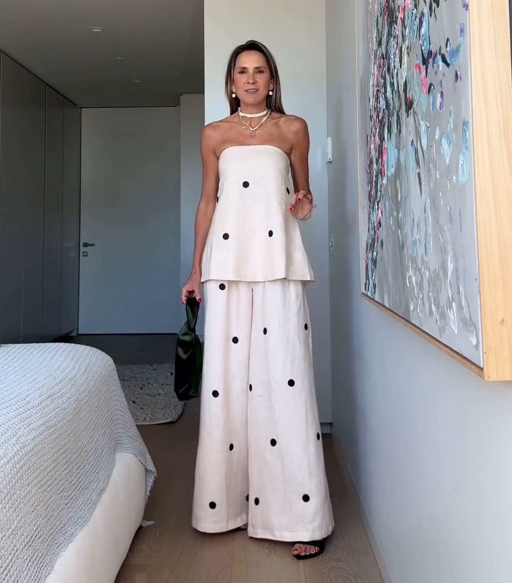 Women's two-piece bandeau set with extended top and floor-length Marlene trousers Mune Fashion