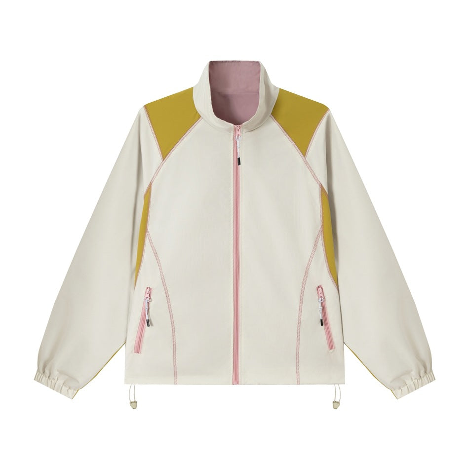 Unisex Lightweight Softshell Training Jacket with Stand-Up Collar, Contrast Panels and Drawstring Mune Fashion