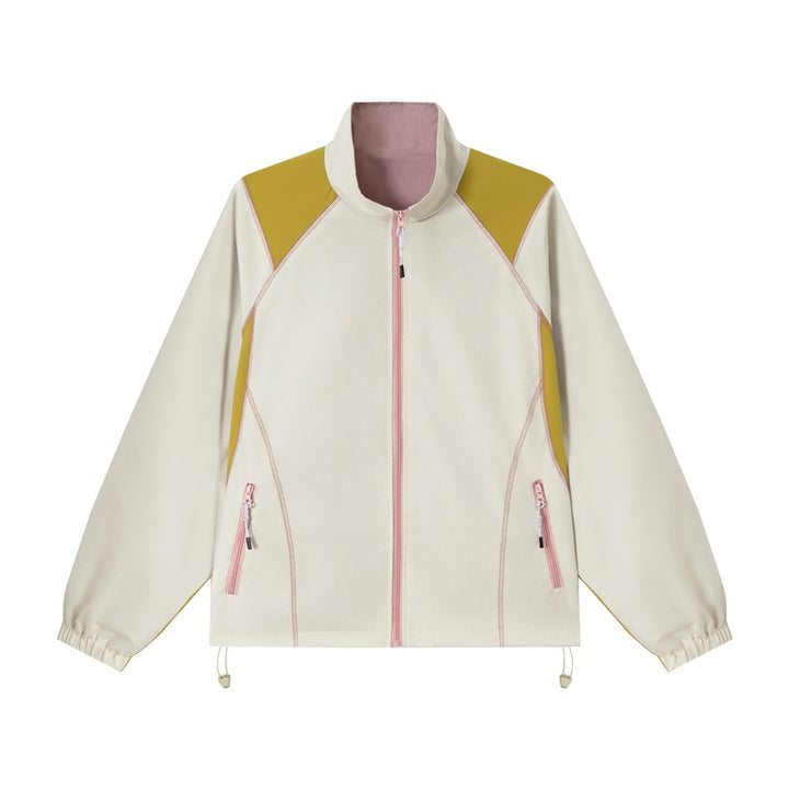 Unisex Lightweight Softshell Training Jacket with Stand-Up Collar, Contrast Panels and Drawstring Mune Fashion
