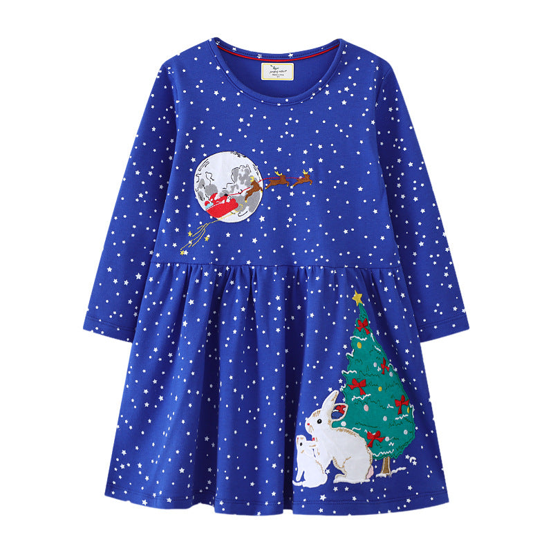 Girls Long Sleeve Dress with Christmas Motif Mune Fashion