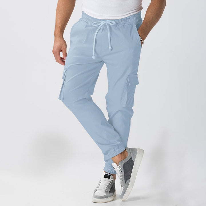 Men's Cargo Jogging Pants in Relaxed Fit with Drawstring, Elastic Cuffs, and Multiple Pockets Mune Fashion