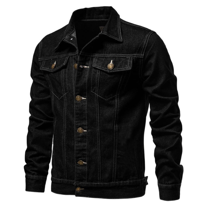 Men's tailored denim jacket with chest pockets, full button placket and contrast stitching Mune Fashion